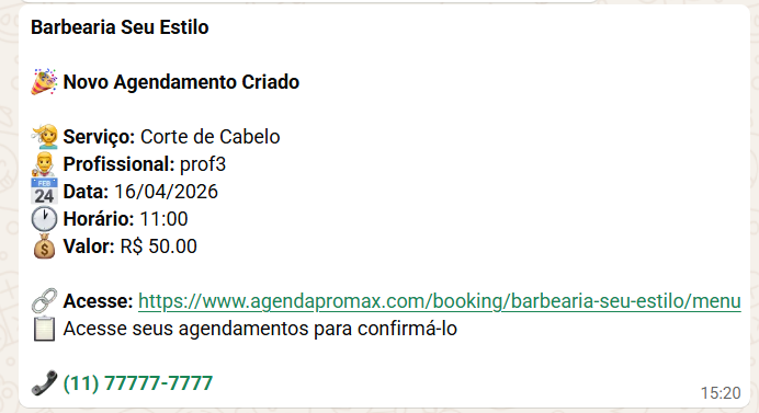 Portal de agendamento — tela 10 de 11