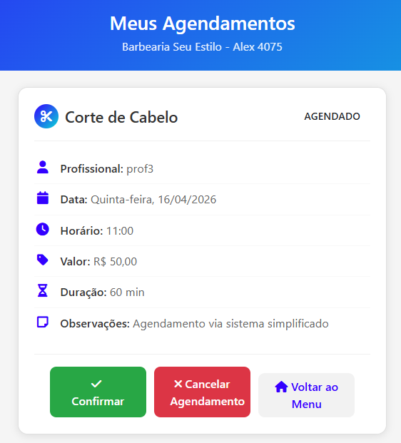 Portal de agendamento — tela 11 de 11