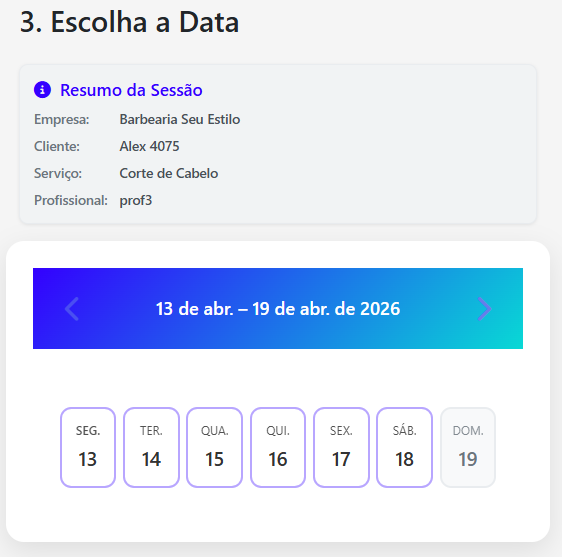Portal de agendamento — tela 7 de 11